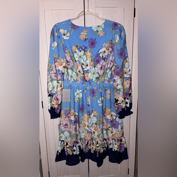 Floral Border Print Long Sleeve Dress- London Times - Picture 5 of 5